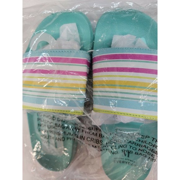 Martha Stewart Everyday Sandals Size Medium 5-6 Colorful Teal Slip On Shoes - Picture 5 of 5